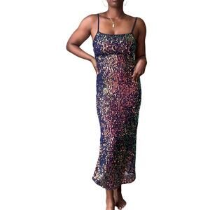 🥶 Wild Fable Purple Iridescent Sequin Maxi Dress Size Small